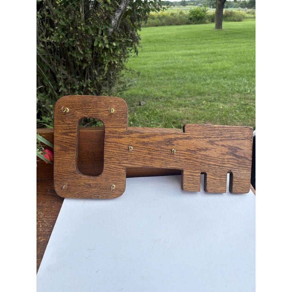 Vintage Wooden Key Holder Ready To Hang Six Hooks